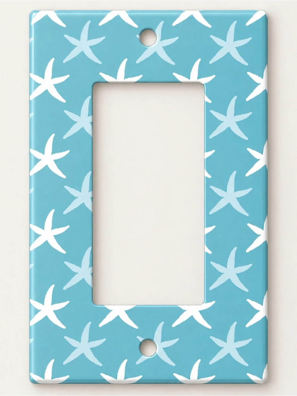 Handmade Blue Starfish Coastal Rocker Light Switch Cover Plate